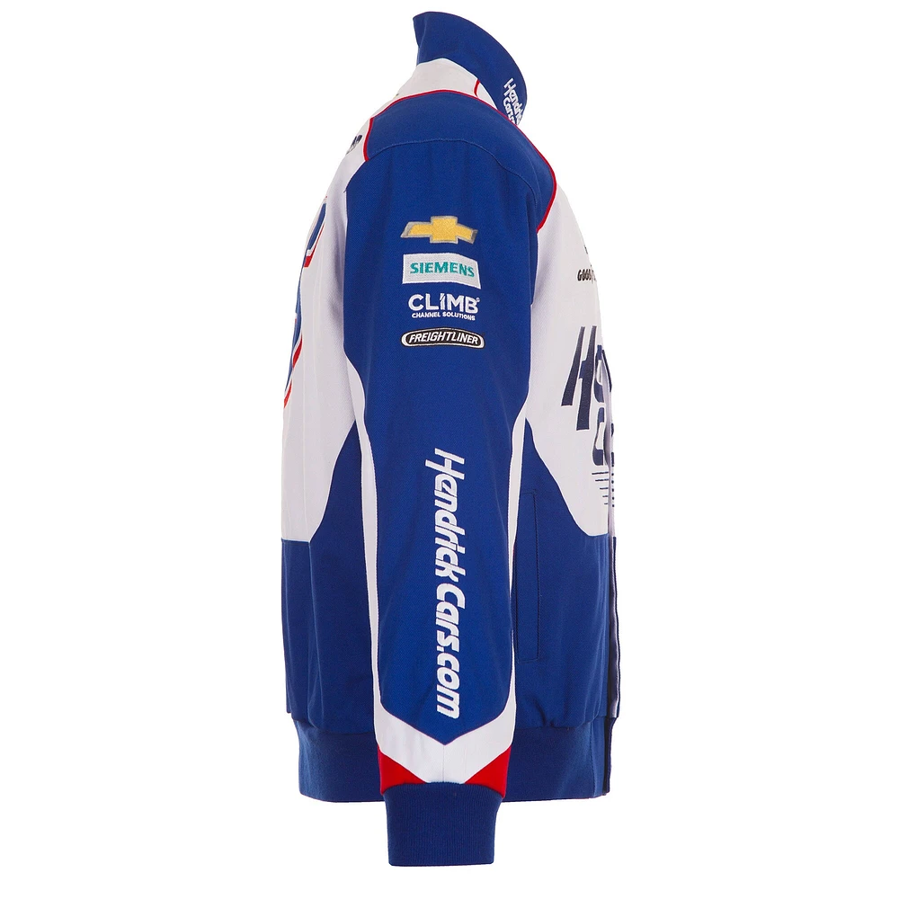 Men's JH Design Royal/White Kyle Larson HendrickCars.com Full-Snap Twill Uniform Jacket