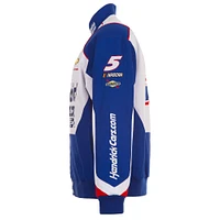 Men's JH Design Royal/White Kyle Larson HendrickCars.com Full-Snap Twill Uniform Jacket