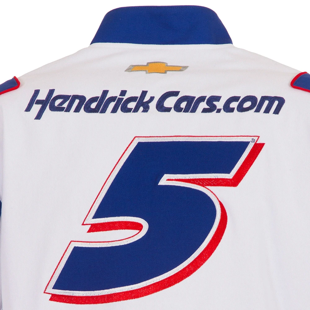 Men's JH Design Royal/White Kyle Larson HendrickCars.com Full-Snap Twill Uniform Jacket