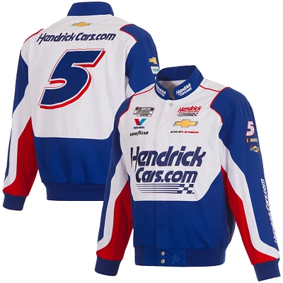 Men's JH Design Royal/White Kyle Larson HendrickCars.com Full-Snap Twill Uniform Jacket