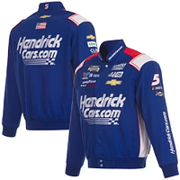 Veste à bouton-pression pour uniforme de pilote en sergé JH Design Royal Kyle Larson HendrickCars hommes