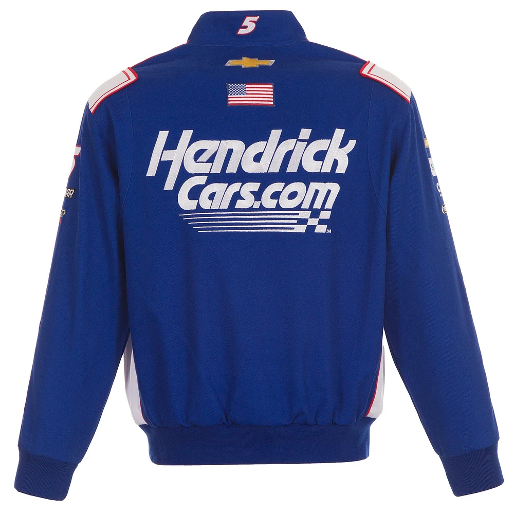 Veste à bouton-pression pour uniforme de pilote en sergé JH Design Royal Kyle Larson HendrickCars hommes