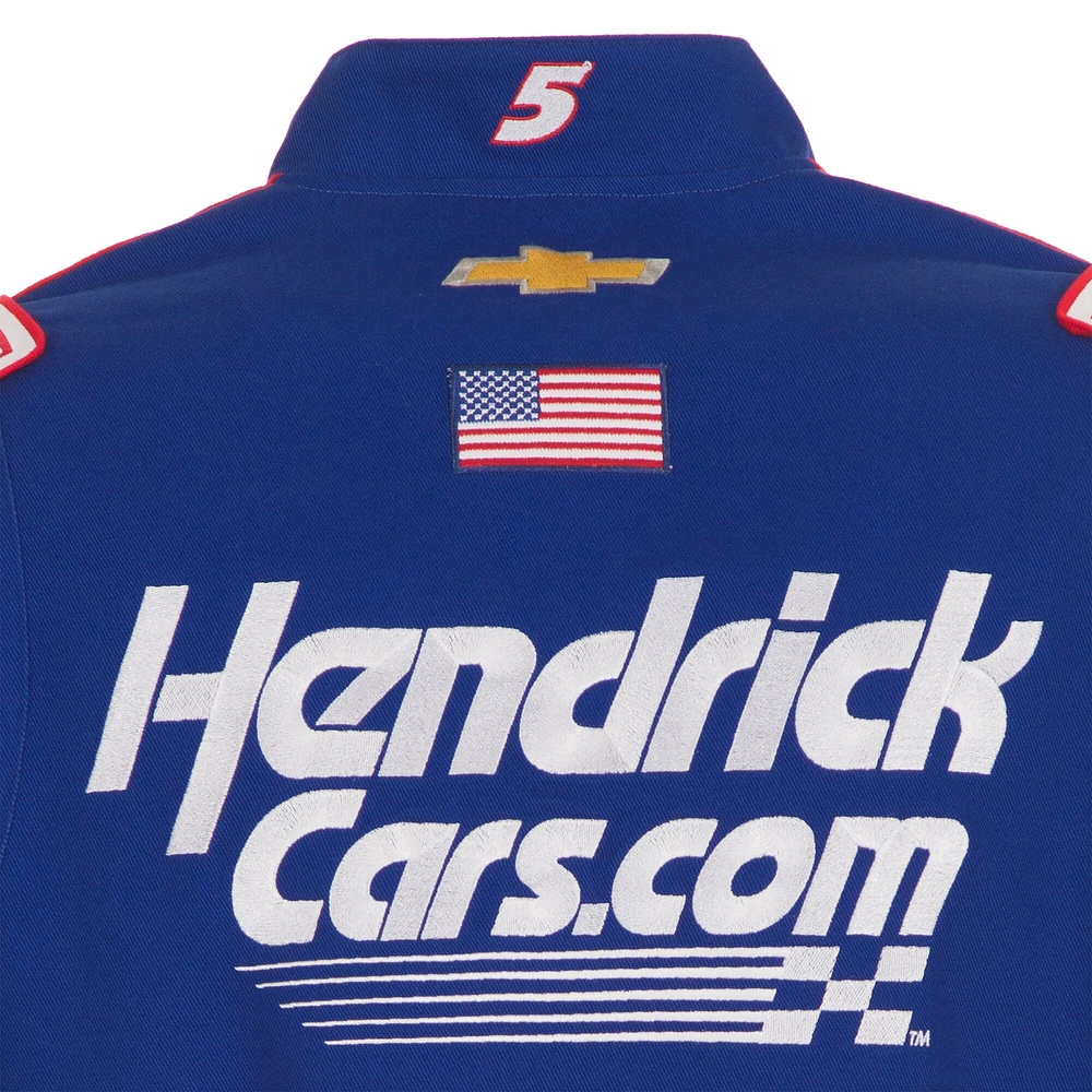 Veste à bouton-pression pour uniforme de pilote en sergé JH Design Royal Kyle Larson HendrickCars hommes