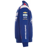 Veste à bouton-pression pour uniforme de pilote en sergé JH Design Royal Kyle Larson HendrickCars hommes