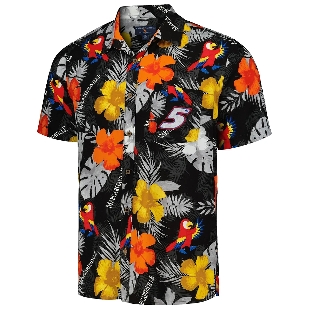 Men's Margaritaville Black Kyle Larson Island Life Floral Party Full-Button Shirt