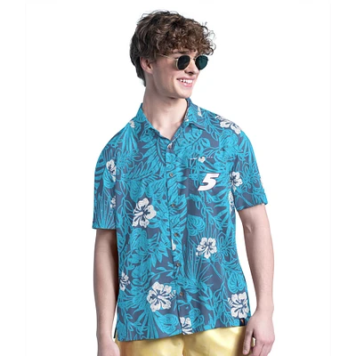 Chemise boutonnée complète pour homme Margaritaville Kyle Larson Blue Palm Shade
