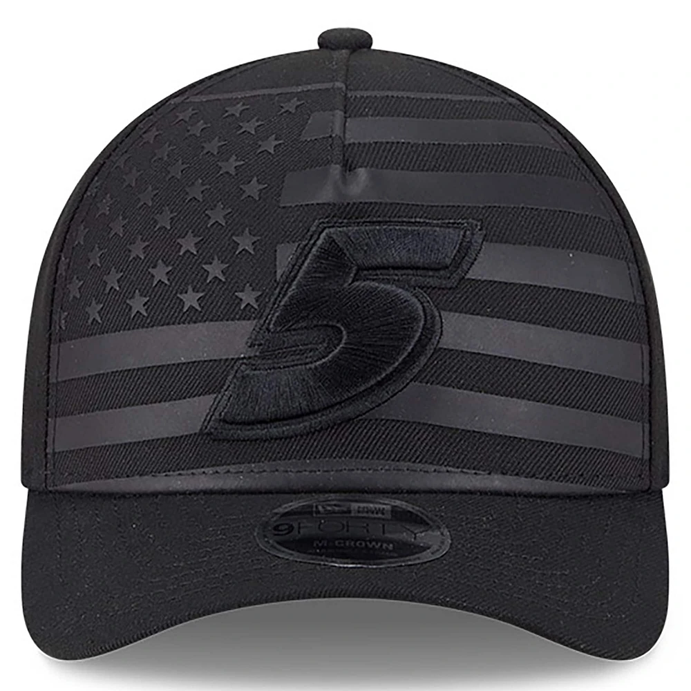 Men's New Era Black Kyle Larson American Flag 9FORTY M-Crown A-Frame Adjustable Hat