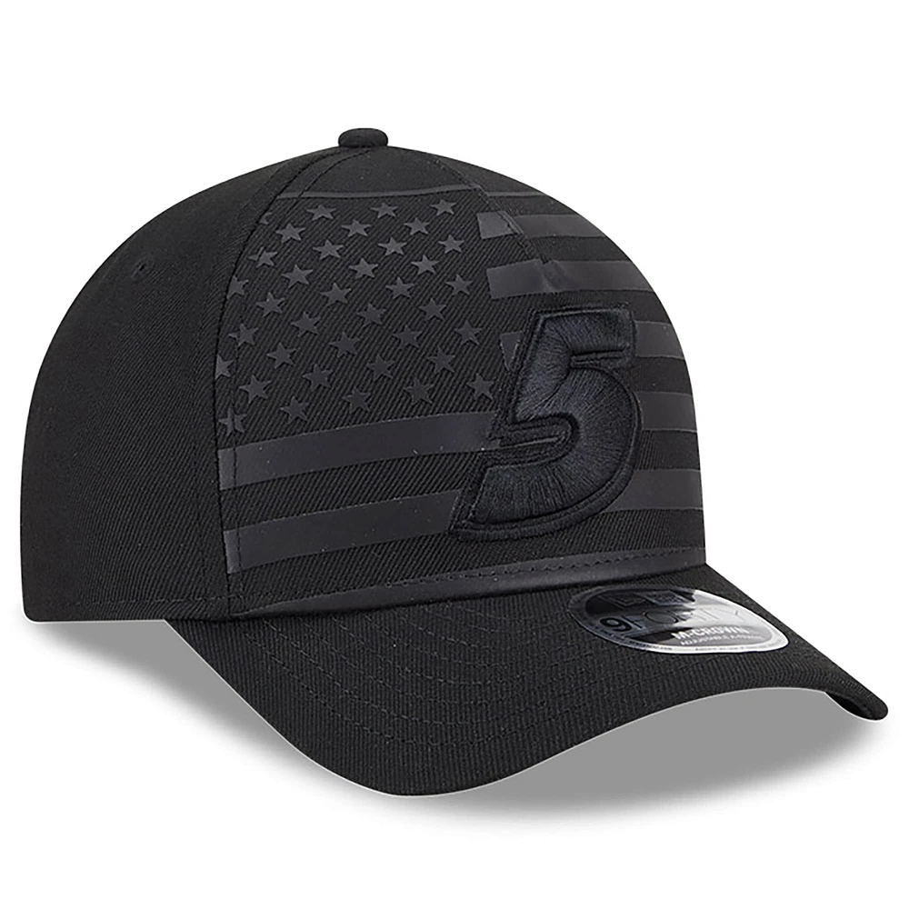 Men's New Era Black Kyle Larson American Flag 9FORTY M-Crown A-Frame Adjustable Hat