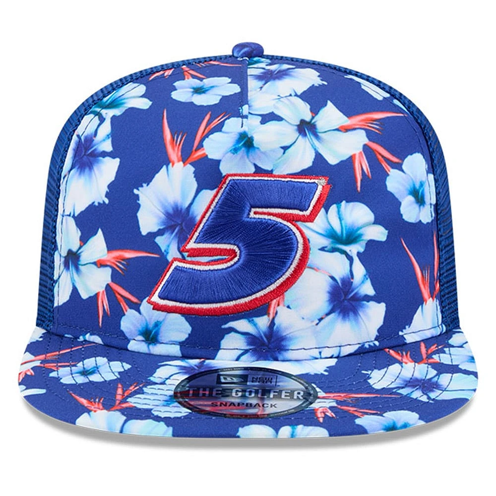Casquette ajustable de golf Kyle Larson Adventure Pattern bleue New Era pour homme