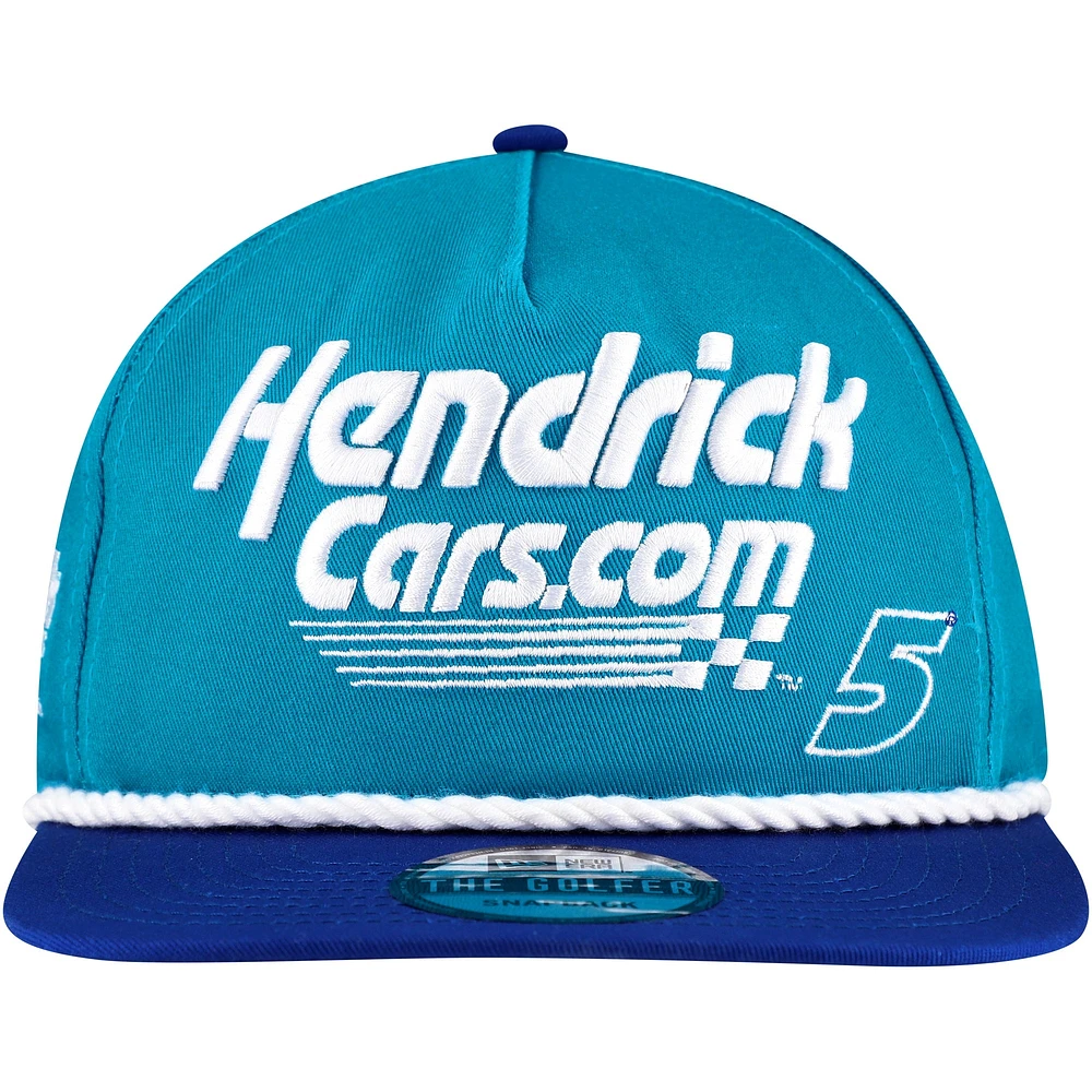 Men's New Era Teal/Royal Kyle Larson HendrickCars.com Golfer Snapback Hat