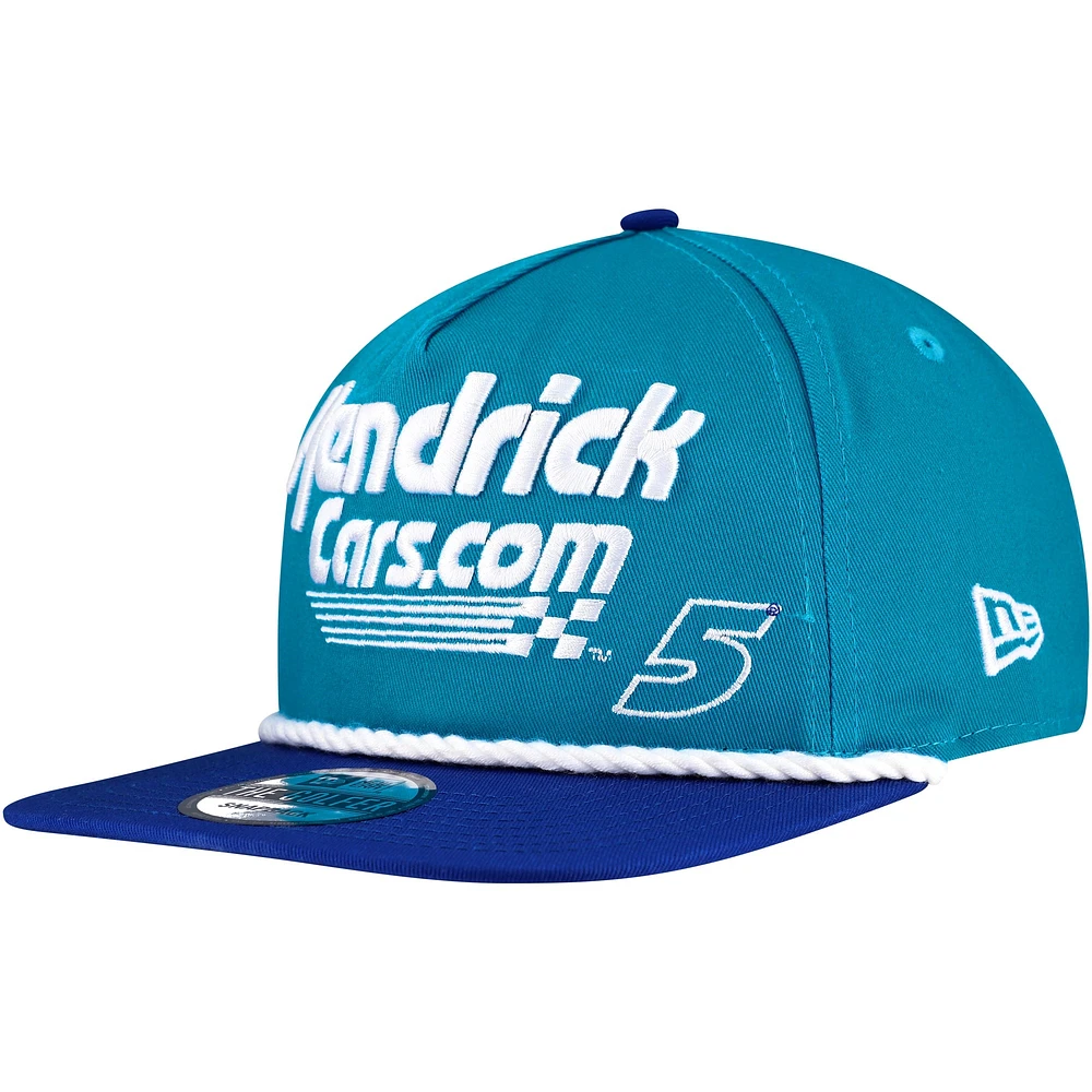 Men's New Era Teal/Royal Kyle Larson HendrickCars.com Golfer Snapback Hat