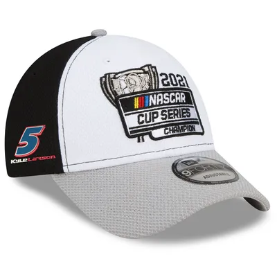 Kyle Larson New Era 2021 NASCAR Cup Series Champion Victory Lane 9FORTY Snapback Adjustable Hat - White/Gray