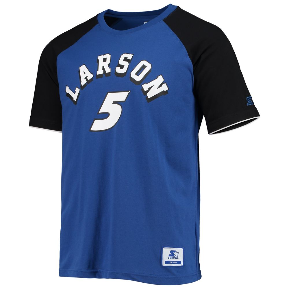 Men's Starter Blue/Black Kyle Larson The Catcher Raglan T-Shirt