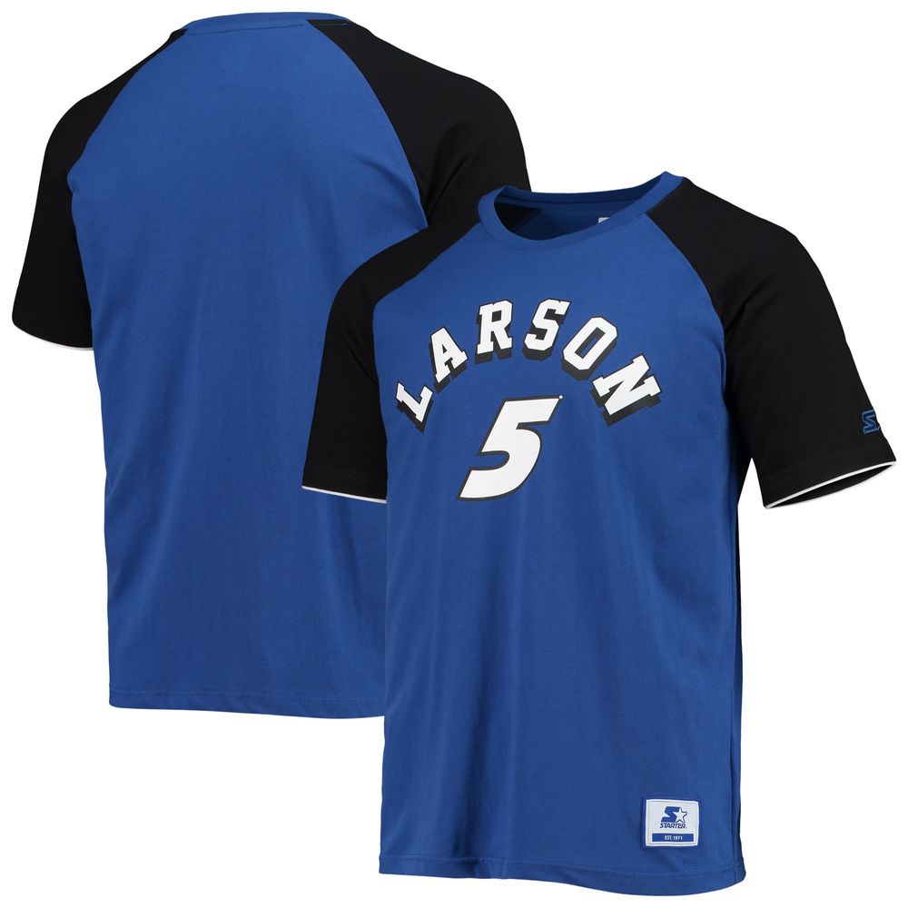 Men's Starter Blue/Black Kyle Larson The Catcher Raglan T-Shirt