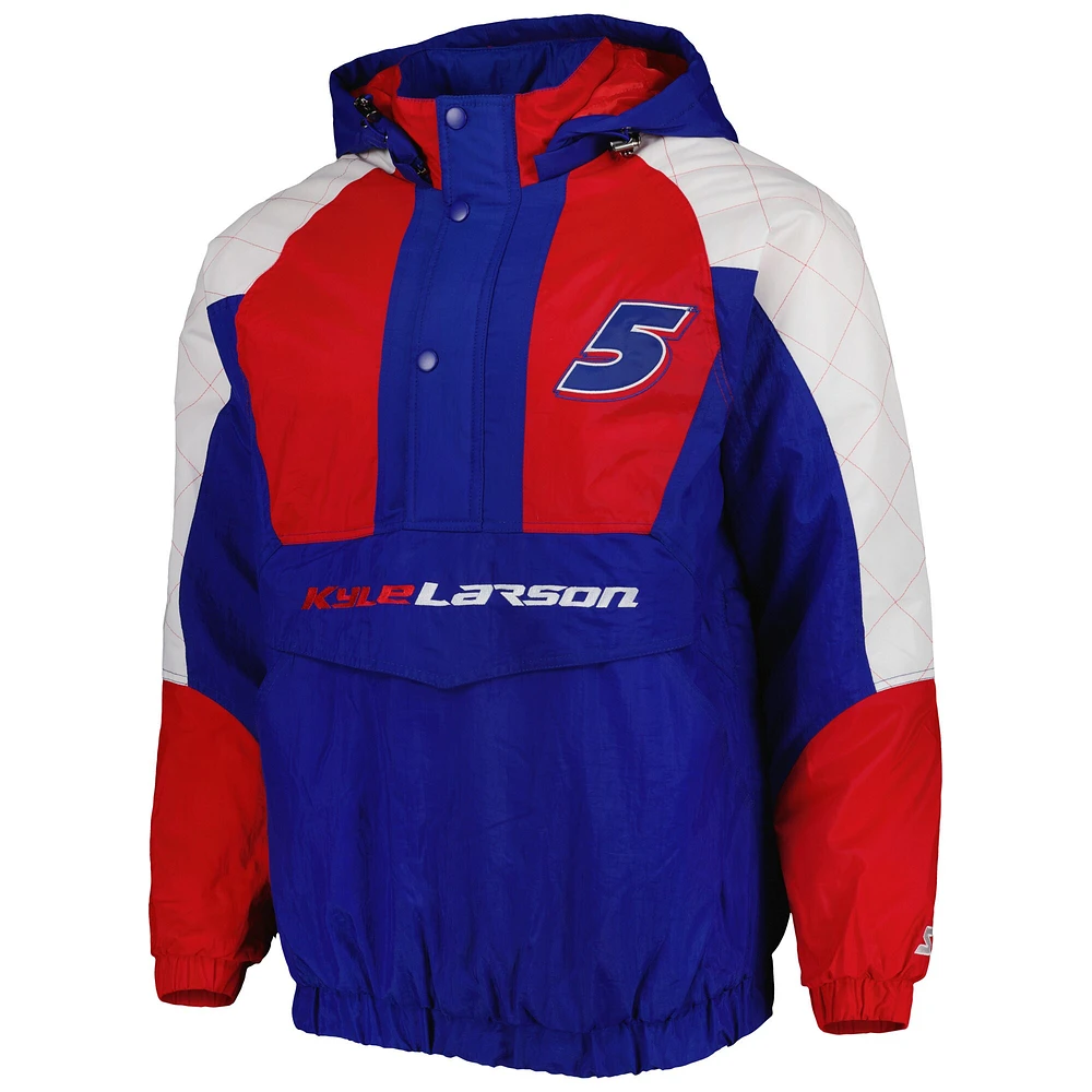 Starter Royal/Rouge Kyle Larson The Body Check Half-Snap Pullover Jacket Homme