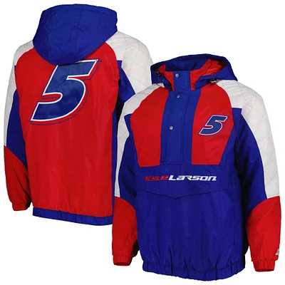 Men's Starter Royal/Red Kyle Larson The Body Check Half-Snap Pullover Jacket