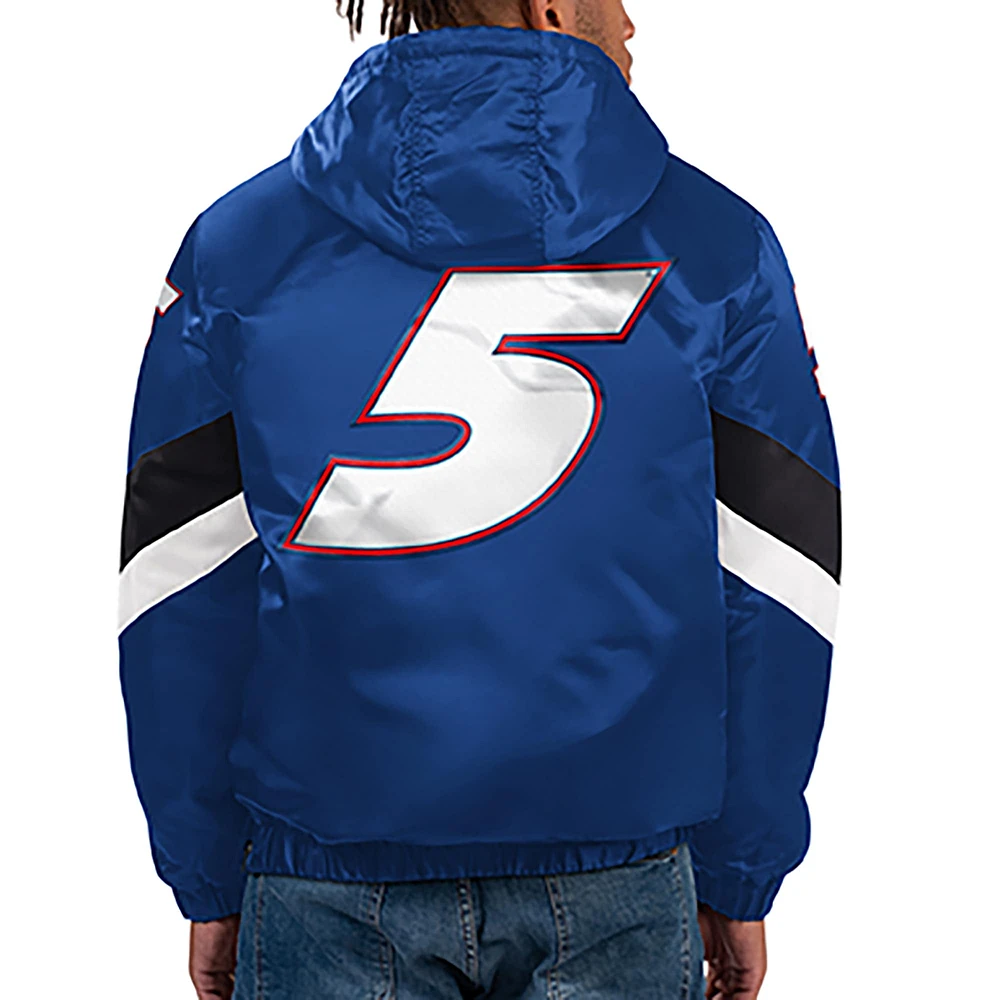 Men's Starter Royal Kyle Larson Home Team Satin Half-Zip Hoodie Jacket