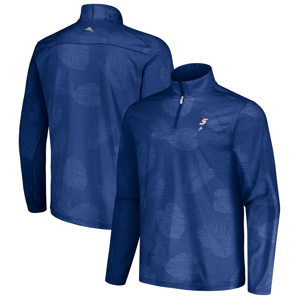 Men's Tommy Bahama Blue Kyle Larson Delray Frond IslandZone Half-Zip Jacket