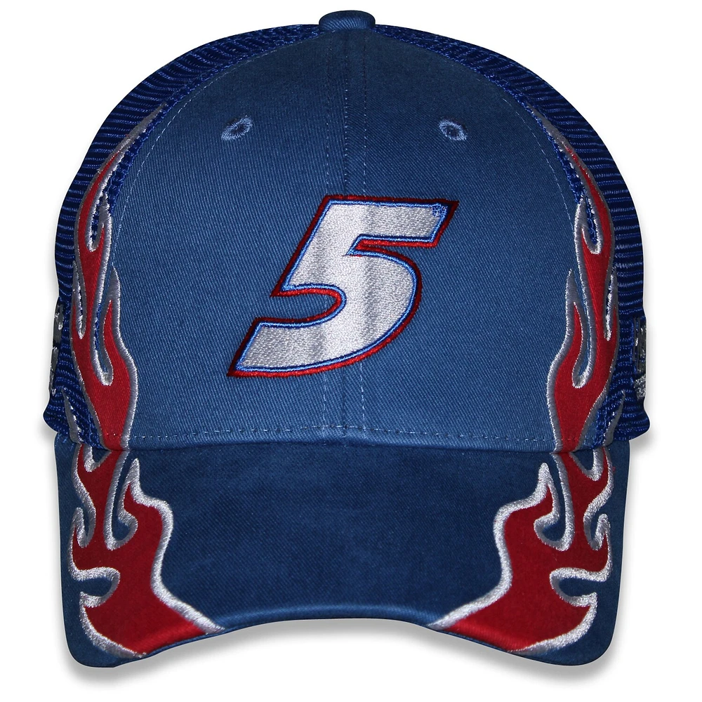 Casquette ajustable unisexe à damier bleu Kyle Larson HendrickCars.com Flame Trucker