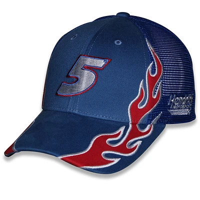 Casquette ajustable unisexe à damier bleu Kyle Larson HendrickCars.com Flame Trucker