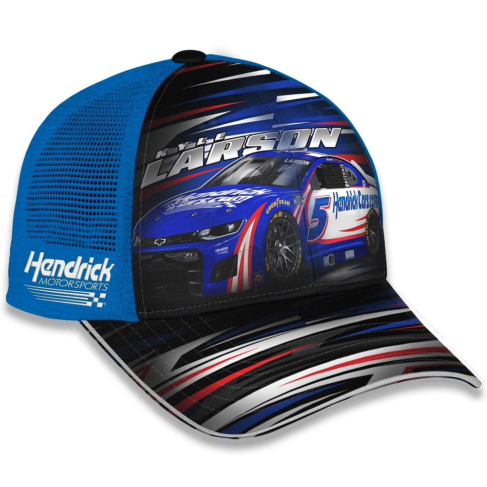 Unisex Checkered Flag Sports Yellow Kyle Larson HendrickCars.com Trucker Adjustable Hat