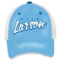 Casquette de camionneur ajustable Kyle Larson Pit Box bleu clair/blanc à damier pour femme