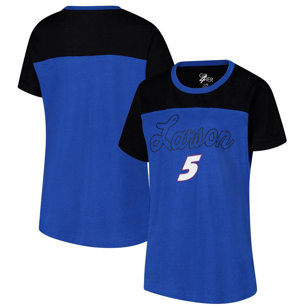 Women's G-III 4Her by Carl Banks Royal Kyle Larson Cheer Color Blocked T-Shirt