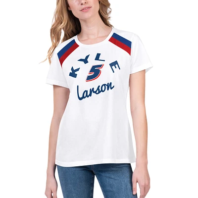 Women's G-III 4Her by Carl Banks White Kyle Larson Score T-Shirt