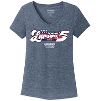 Women's Hendrick Motorsports Team Collection Heather Navy Kyle Larson Tri-Blend V-Neck T-Shirt