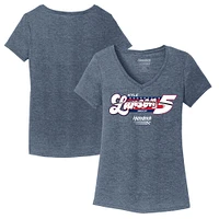 Women's Hendrick Motorsports Team Collection Heather Navy Kyle Larson Tri-Blend V-Neck T-Shirt