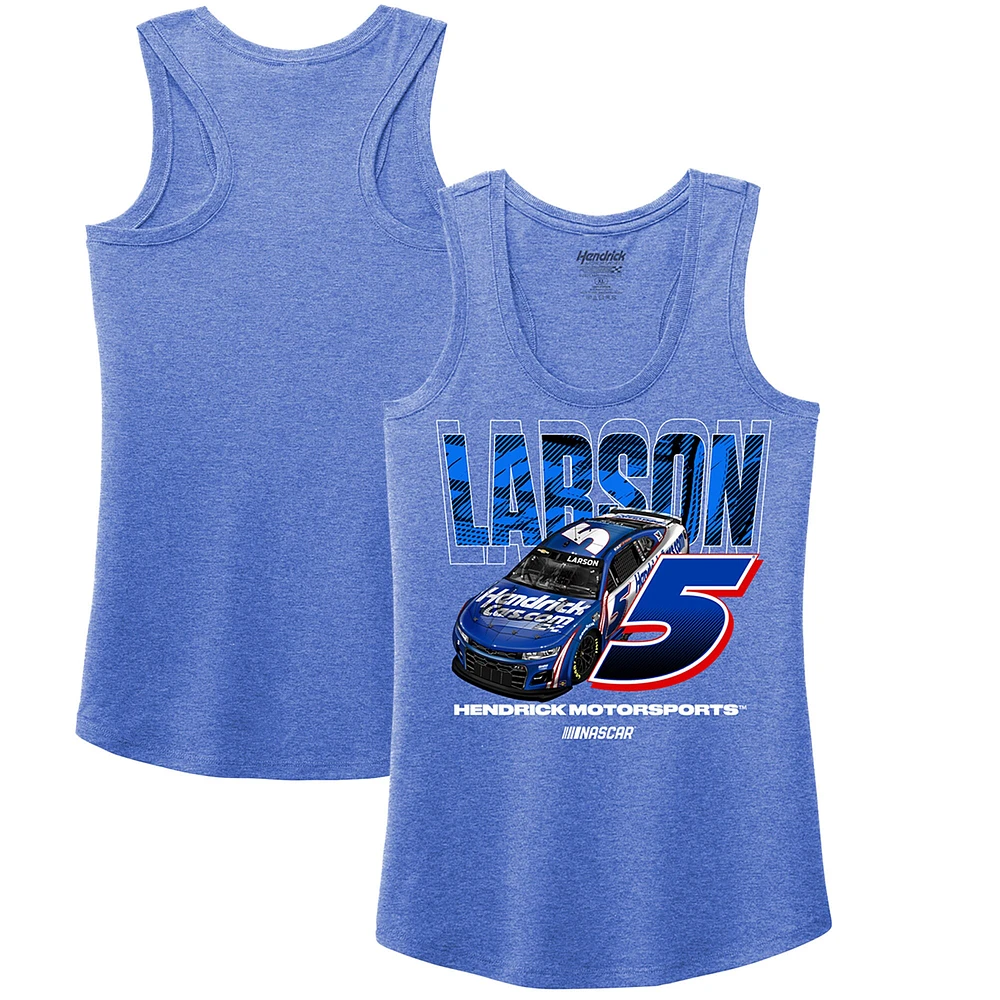 Débardeur tri-blend dos nageur Heather Royal Kyle Larson avec nom et numéro de l'équipe Hendrick Motorsports pour femme