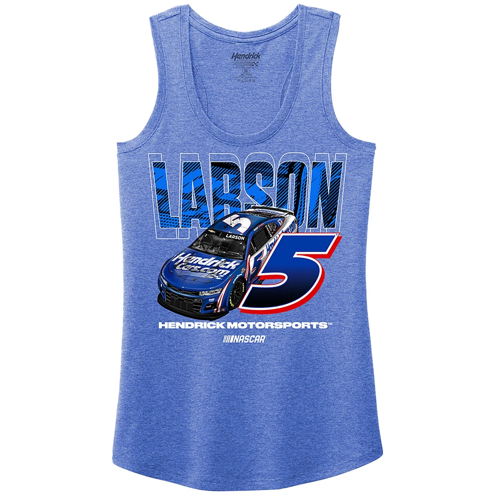 Débardeur tri-blend dos nageur Heather Royal Kyle Larson avec nom et numéro de l'équipe Hendrick Motorsports pour femme