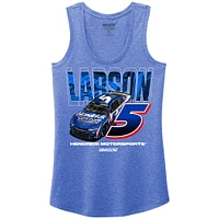 Débardeur tri-blend dos nageur Heather Royal Kyle Larson avec nom et numéro de l'équipe Hendrick Motorsports pour femme