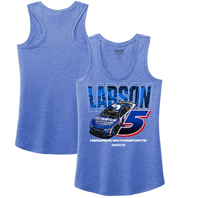Débardeur tri-blend dos nageur Heather Royal Kyle Larson avec nom et numéro de l'équipe Hendrick Motorsports pour femme