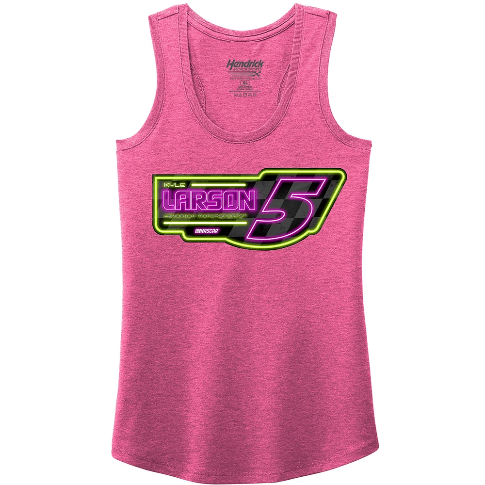 Women's Hendrick Motorsports Team Collection  Pink Kyle Larson Tri-Blend Racer Back Tank Top