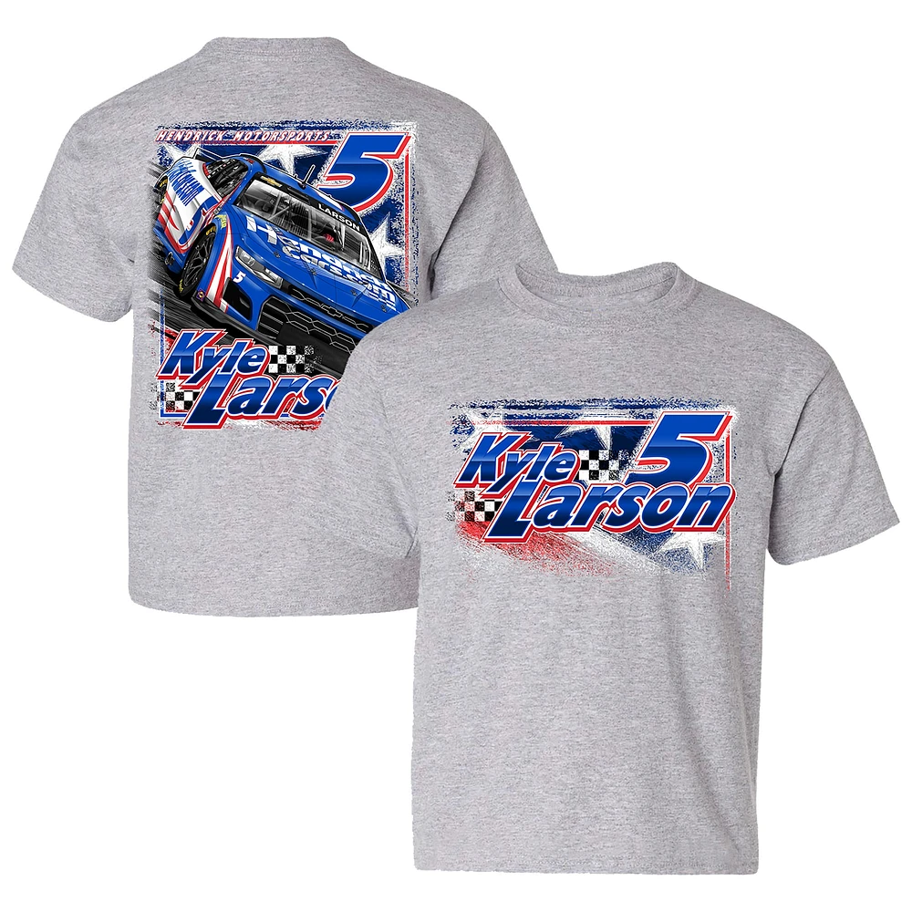 T-shirt de voiture Hendrickcars.com la collection Hendrick Motorsports Team pour jeunes, gris chiné, Kyle Larson