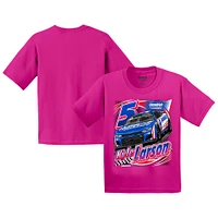 T-shirt rose à l'effigie de la voiture Kyle Larson collection Hendrick Motorsports pour jeunes