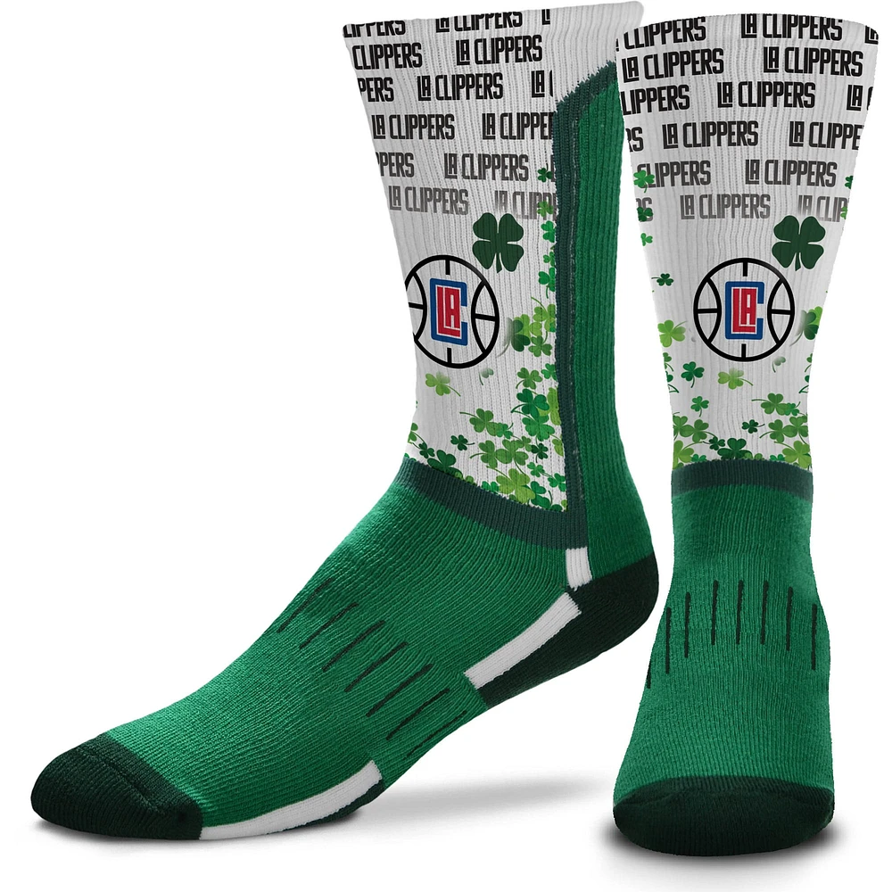 For Bare Feet LA Clippers Four Leaf St. Patrick's Day V-Curve Crew Socks