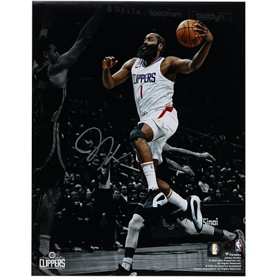 James Harden LA Clippers Autographed 11" x 14" Layup vs. Golden State Warriors Spotlight Photograph