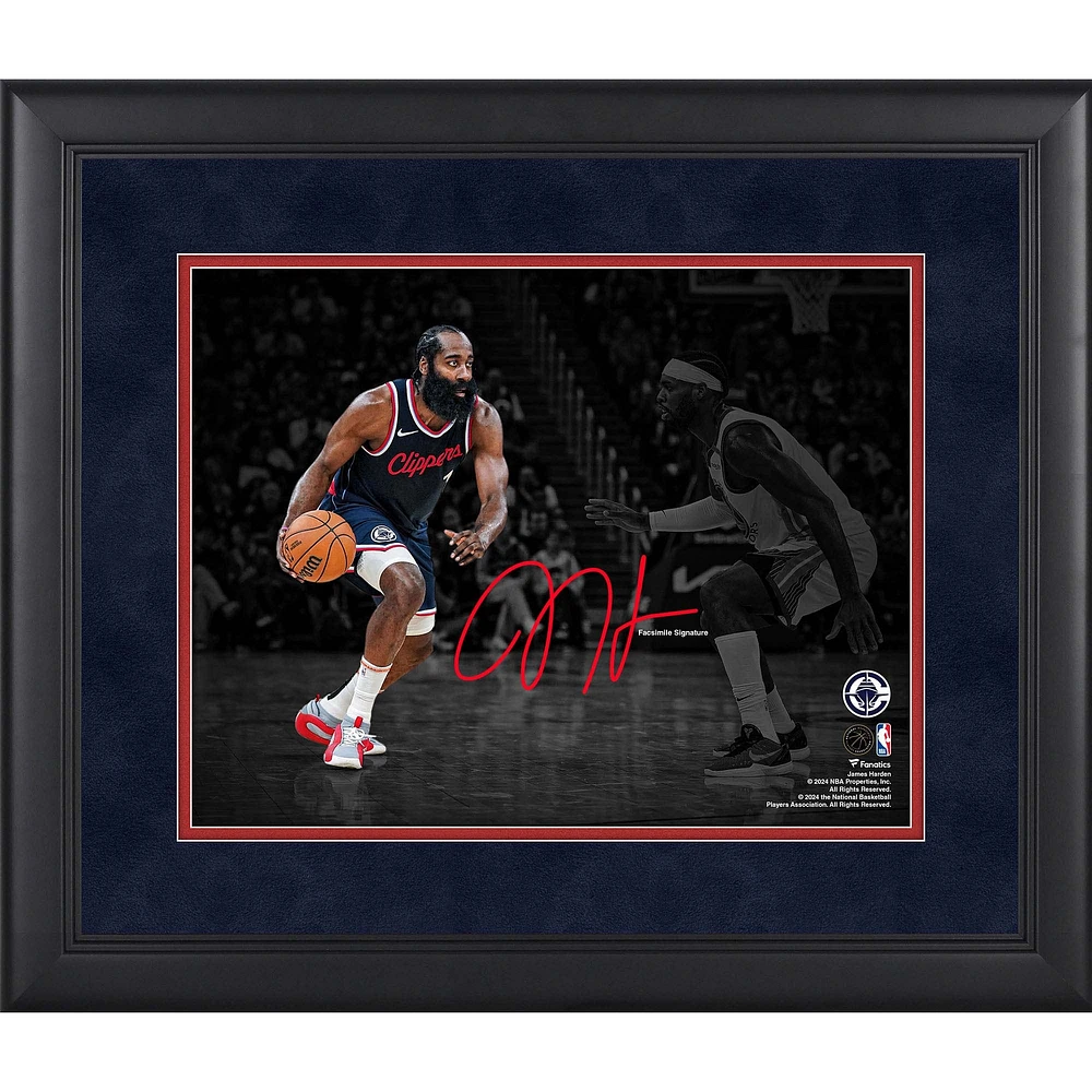James Harden LA Clippers Fac-similé Signature Encadré 11" x 14 " Photographie Spotlight