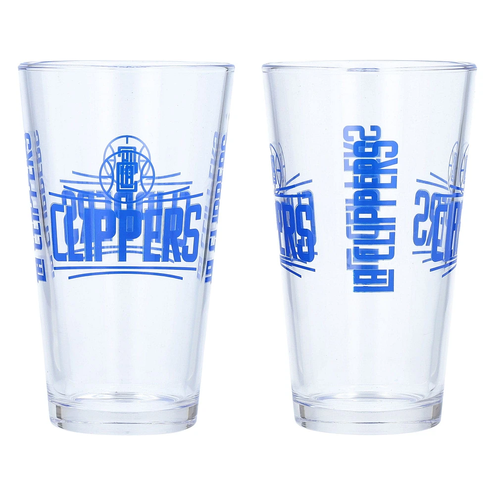 LA Clippers Lot de deux 16 oz. Ensemble de verres à pinte