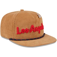 Men's New Era  Tan LA Clippers Victory Grove Corduroy Sneaker Pin Golfer Snapback Hat