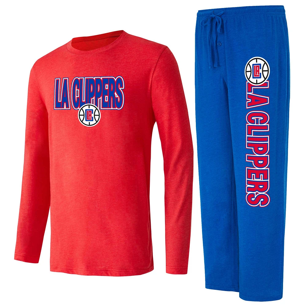 Concepts Sport Royal/Rouge LA Clippers Meter T-shirt à manches longues et pantalon pour hommes