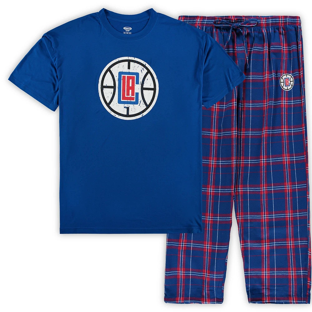 Ensemble de nuit t-shirt et pantalon Concepts Sport Royal LA Clippers pour hommes Big & Tall Ethos