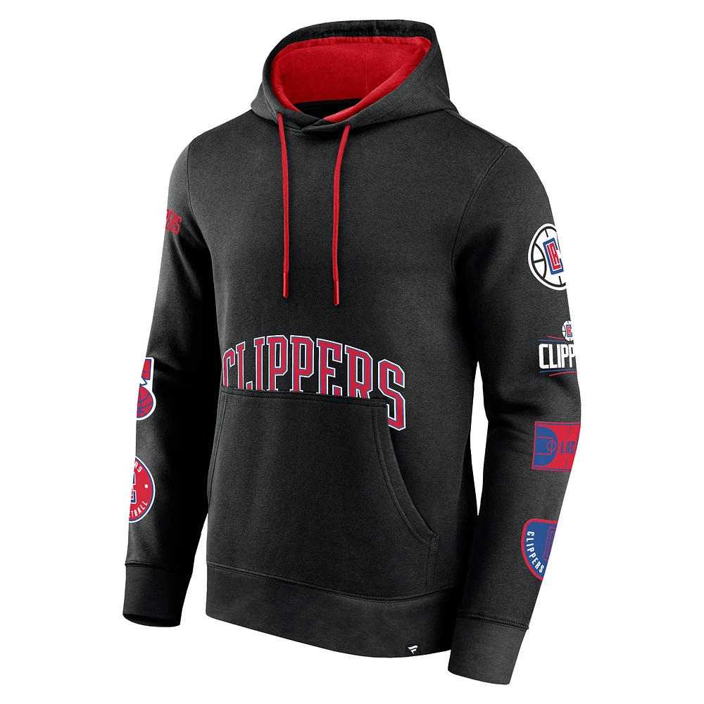 Men's Fanatics Black LA Clippers Home Court Pullover Hoodie