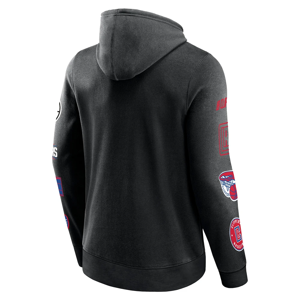 Men's Fanatics Black LA Clippers Home Court Pullover Hoodie