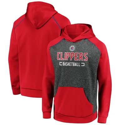 LA Clippers Fanatics Branded Game Day Ready Raglan Pullover Hoodie - Heathered Charcoal/Red