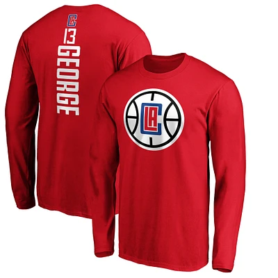 Paul George LA Clippers Fanatics Branded Team Playmaker Name & Number Long Sleeve T-Shirt - Red