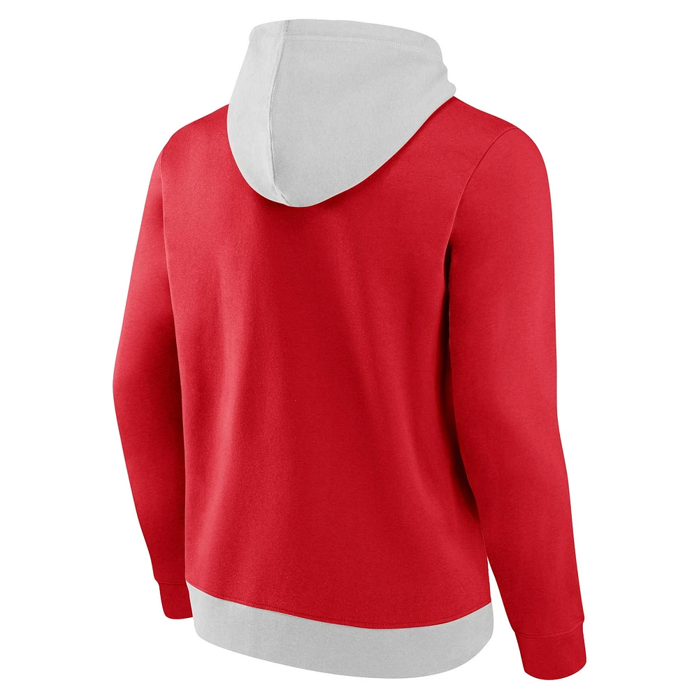 Sweat à capuche Fanatics gris/rouge LA Clippers Arctic Colorblock pour hommes