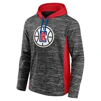 Men's Fanatics Heathered Charcoal LA Clippers Instant Replay Colorblocked Pullover Hoodie